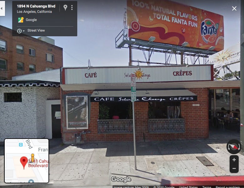 Former location near Ray's nightclub showing a cafe building